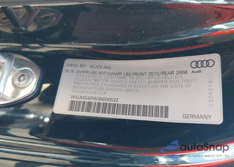 2016 Audi A5 2.0T Premium из США, поврежденный, VIN WAUM2AFH5GN000522